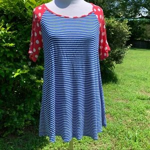 Soft Colorblock Polka Dot Striped Top EMERALD Medium comfy!